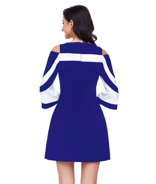 Royal Blue White Colorblock Dress