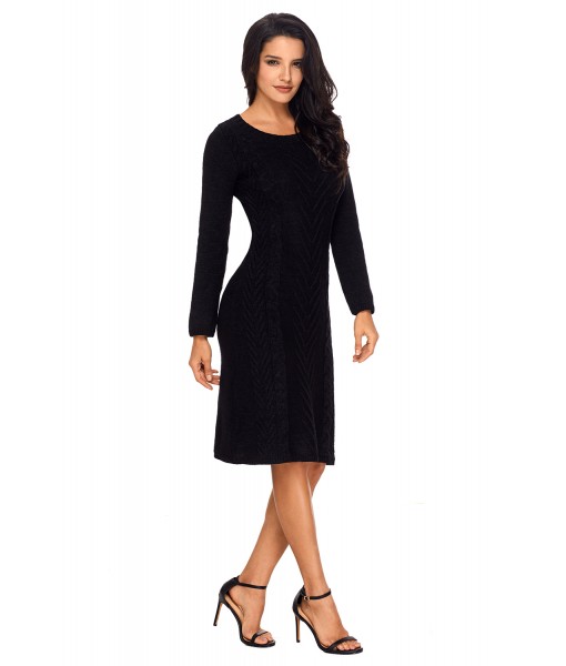 Black Women's Hand Knitted Sweater Dress