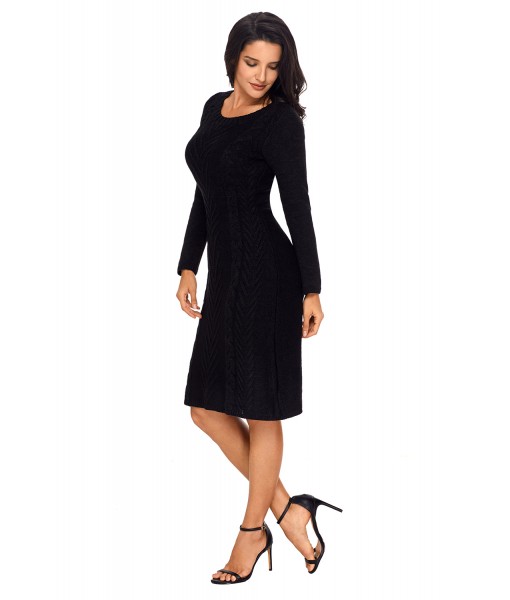 Black Women's Hand Knitted Sweater Dress