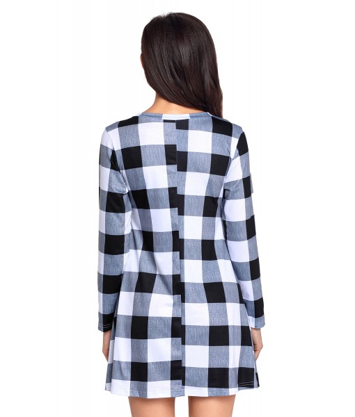 Black White Plaid Mini Dress