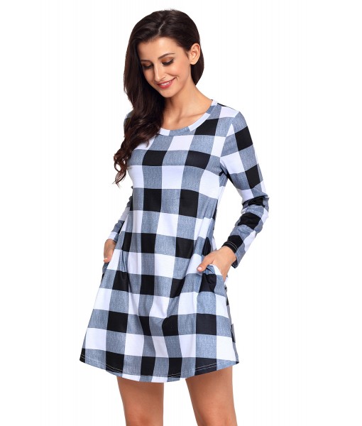 Black White Plaid Mini Dress