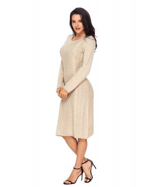 Khaki Women's Hand Knitted Sweater Dress