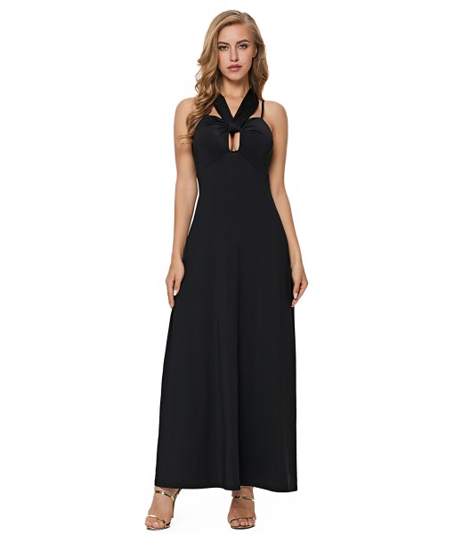 Black Self Tie Ribbon Wrap Maxi Dress