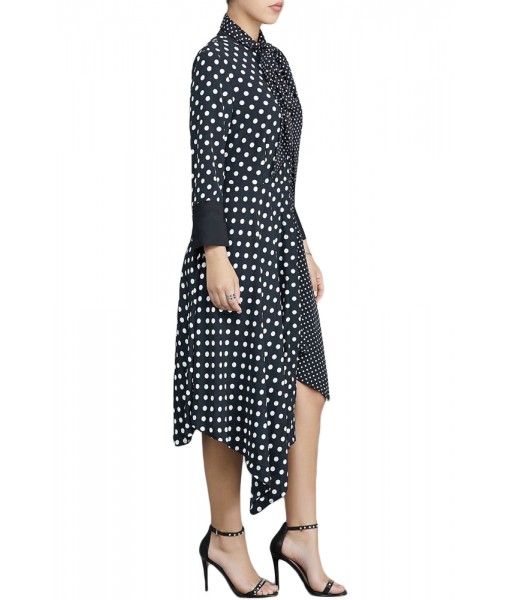 Black Polka Dot Asymmetric Vintage Dress