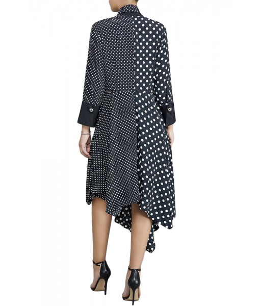 Black Polka Dot Asymmetric Vintage Dress